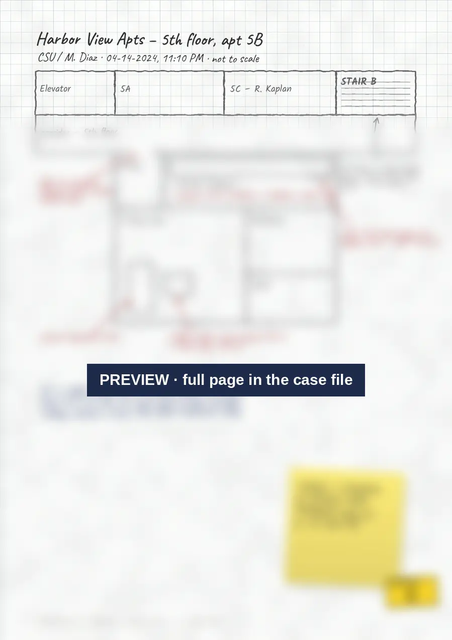 Hand-drawn floor plan on graph paper